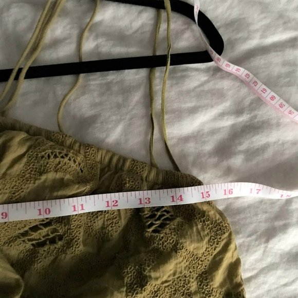 Anthropologie Ruffled Halter Lace Green Tank Top/ Boho Summer Spring Cottagecore - Picture 8 of 9
